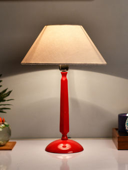 Homesake - Glossy Red Cubist Table Lamp White Cone