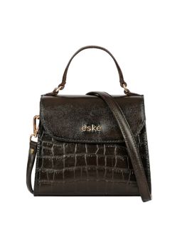 Eske - Noah Genuine Leather Animal Print Satchel With Detachable Sling Strap Brown