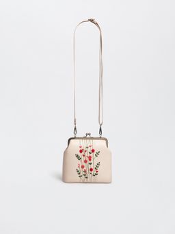 Miri - Ivory Hand Embroidered Rosebuds Clutch