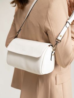 Miri - Ivory White Retro Style Flap Sling Bag