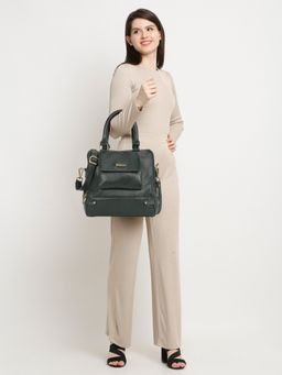 Teakwood - Women Leather Green Structured Handheld Bag