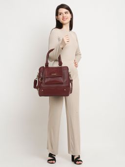 Teakwood - Women Leather Red Structured Handheld Bag