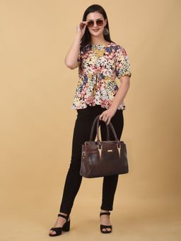 Teakwood - Women Brown Texture Leather Handheld Bag