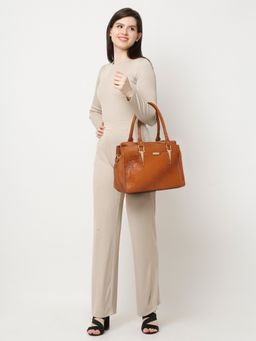 Teakwood - Women Tan Texture Leather Handheld Bag