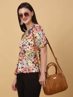 Teakwood - Women Mango Texture Leather Structured Bag