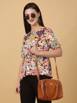 Teakwood - Women Tan Texture Leather Structured Bag