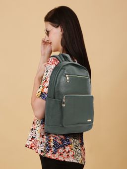 Teakwood - Women's GREEN textured Leather backpack