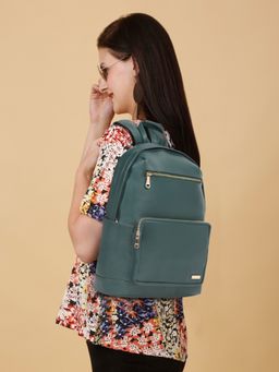 Teakwood - Women's GREEN solid Leather backpack