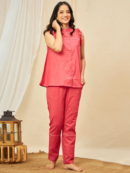 July Nightwear - For Women Red Cotton Shirt - Pyjama Jpr005-s