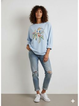AAREIN - Blue Parrot Printed Sweatshirt