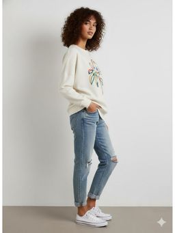 AAREIN - Off White Parrot Printed Sweatshirt