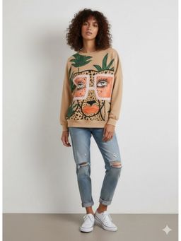 AAREIN - Brown Tiger Graphic Printed Sweatshirt
