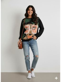 AAREIN - Black Tiger Graphic Printed Sweatshirt