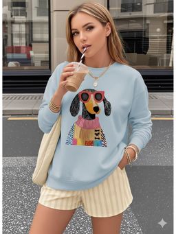 AAREIN - Blue Dog Graphic Printed Sweatshirt