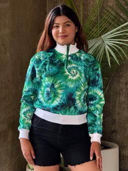 Tandul - Women Stunning Green Tie-Dye Sweatshirt