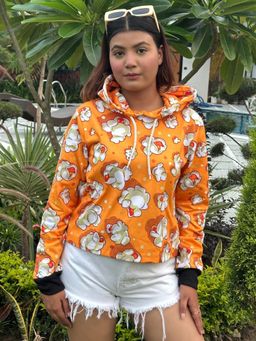 Tandul - Women Yellow Printed Hoodie