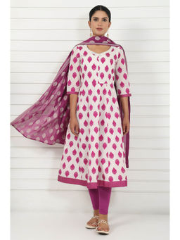 Aurelia - Women Purple Printed Kurta with Leggings and Dupatta