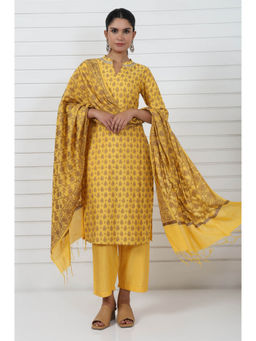 Aurelia - Women Yellow Printed Kurta with Palazzo and Dupatta