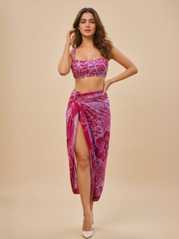 WomanLikeU - Couture Bikini Top with Bottom Sarong (Set of 3)