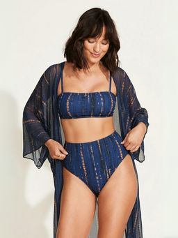 WomanLikeU - Women Blue Tie & Dye Bralette with Panty & Cover-Up