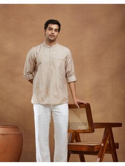 Fabindia - Beige Silk Slim Fit Mid Placket Shirt