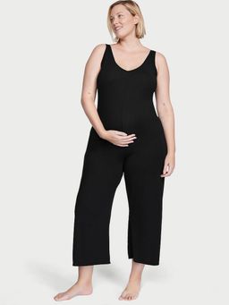 Victoria's Secret - Black Solid Regular Loungewear Jumpsuit