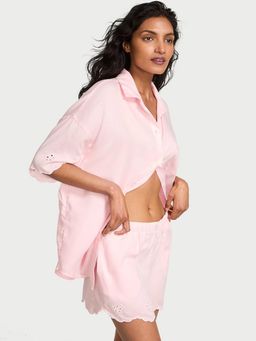 Victoria's Secret - Pink Self Design Regular Shirt and Shorts (Set of 2)