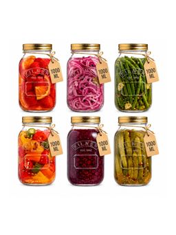 Kilner - 1L Glass Preserve Jar Set of 6 with Screw Lid