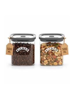 Kilner - 500ml Vacuum Glass Jar Set of 2 Airtight Food Storage for Coffee, Herbs and Spices