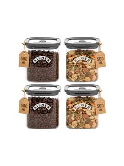 Kilner - 500ml Vacuum Glass Jar Set of 4 Airtight Food Storage for Coffee, Herbs and Spices