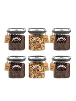 Kilner - 500ml Vacuum Glass Jar Set of 6 Airtight Food Storage for Coffee, Herbs and Spices