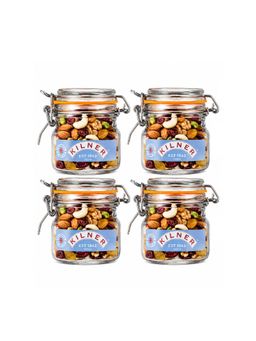 Kilner - 250ml Square Clip Top Glass Jar Set of 4 Airtight Storage for Spices and Honey