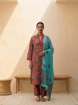 MAAND - Women Cotton Blend Kurta and Pant with Dupatta
