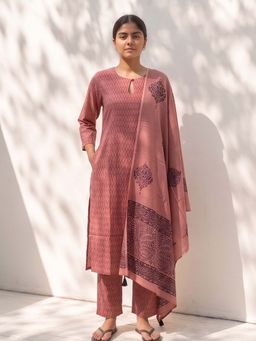 MAAND - Women Pure Cotton Straight Kurta & Pant With Dupatta