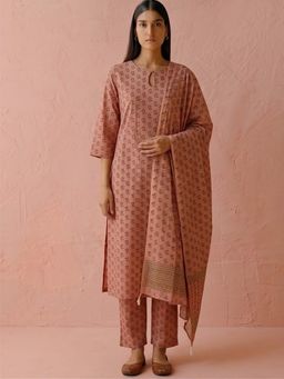 MAAND - Women Pure Cotton Straight Kurta & Pant With Dupatta