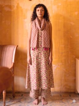MAAND - Women Pure Cotton A-Line Kurta & Palazzo With Dupatta