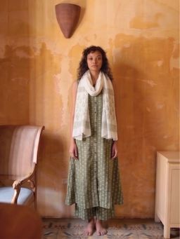 MAAND - Women Cotton Blend A-Line Kurta & Palazzo With Dupatta