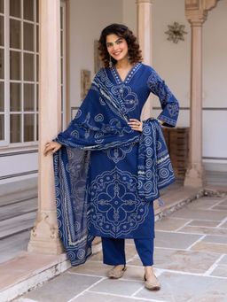 Autumnlane - Karen Space Printed Cotton Kurta & Pant With Dupatta