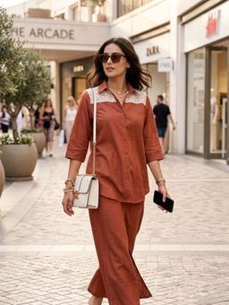 Autumnlane - Prisha Apricot Cotton Co-Ord Set