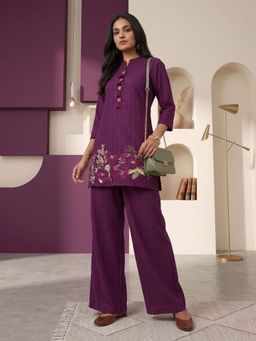 Autumnlane - Prisha Plum Embroidery Cotton Co-Ord Set