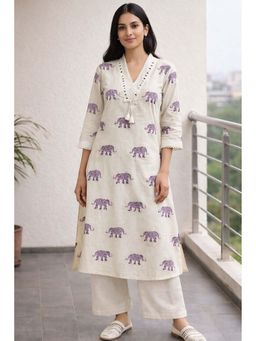 Autumnlane - Cotton Kurta & Pant-Off White