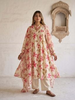 Autumnlane - Swades Peony Cotton Kurta & Pant With Dupatta