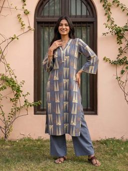 Autumnlane - Swades Slate Cotton Kurta & Pant