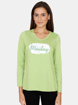 Zivame - Rosaline Starry Nights Knit Cotton Top - Macaw - Green