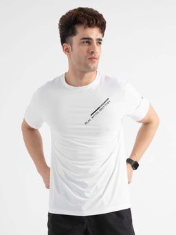 Red Tape - White Solid/Plain Round Neck Regular T-Shirt