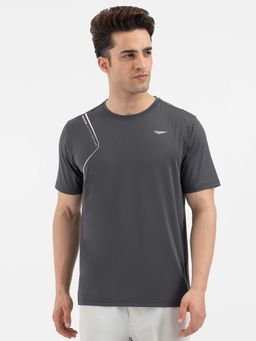Red Tape - Grey Solid/Plain Round Neck Regular T-Shirt