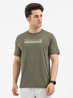 Red Tape - Olive Typography Round Neck Regular T-Shirt