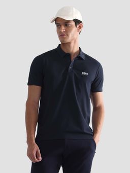 U.S. POLO ASSN. - Blue Textured Collar Neck Slim Polo T-Shirt
