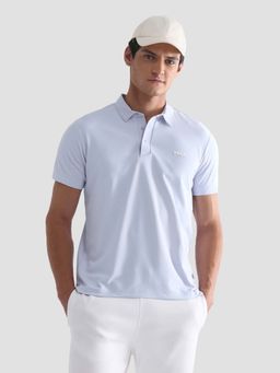 U.S. POLO ASSN. - Blue Textured Collar Neck Slim Polo T-Shirt