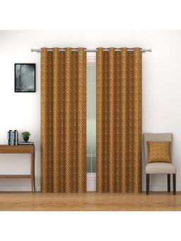 Swayam - 100% Blackout Eyelet Hanging Door Curtain Pack of 2 - Brown